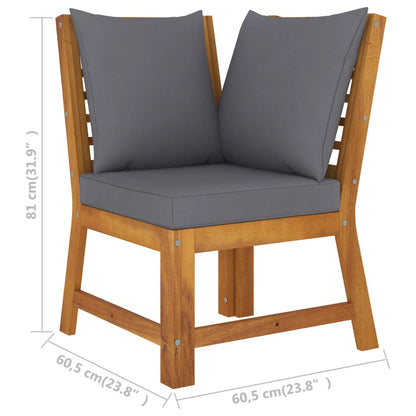 Garden Lounge Set Acacia wood with dark grey cushions