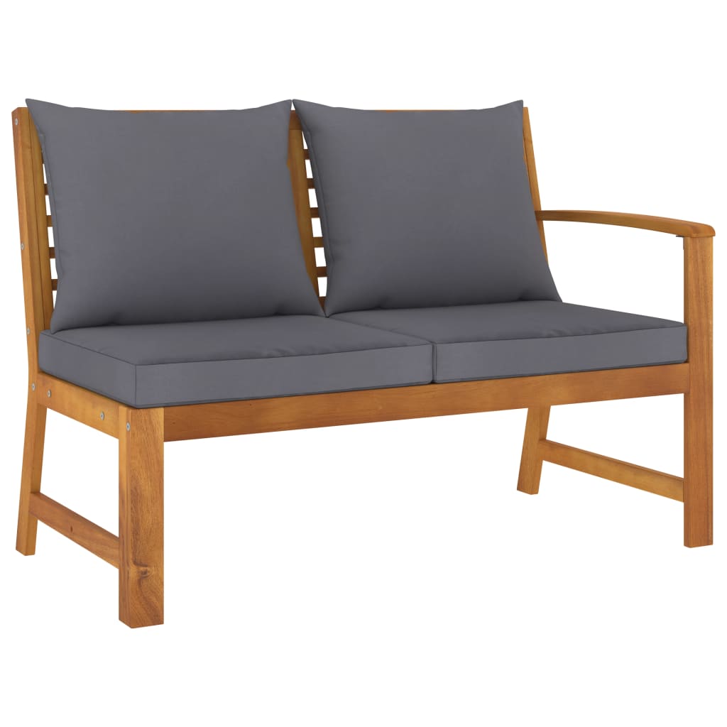 Garden Lounge Set Acacia wood with dark grey cushions