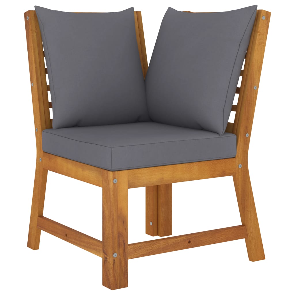 Garden Lounge Set Acacia wood with dark grey cushions