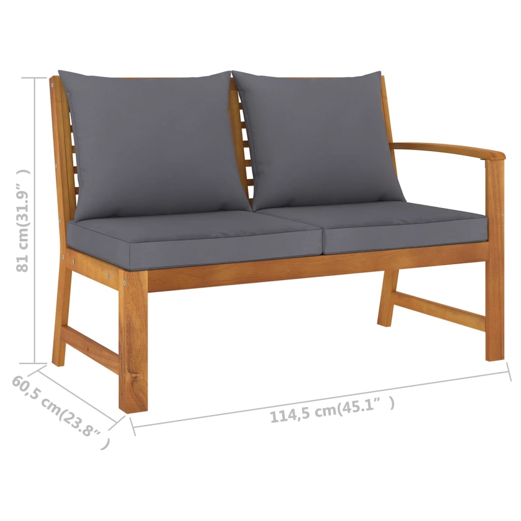 Garden Lounge Set Acacia wood with dark grey cushions