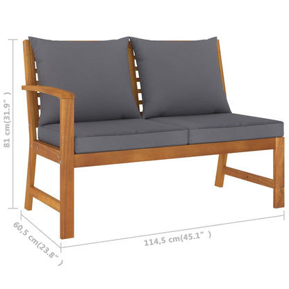 Garden Lounge Set Acacia wood with dark grey cushions