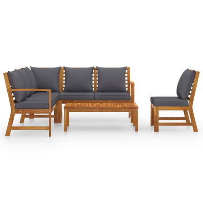 Garden Lounge Set Dark Grey, Natural Wood
