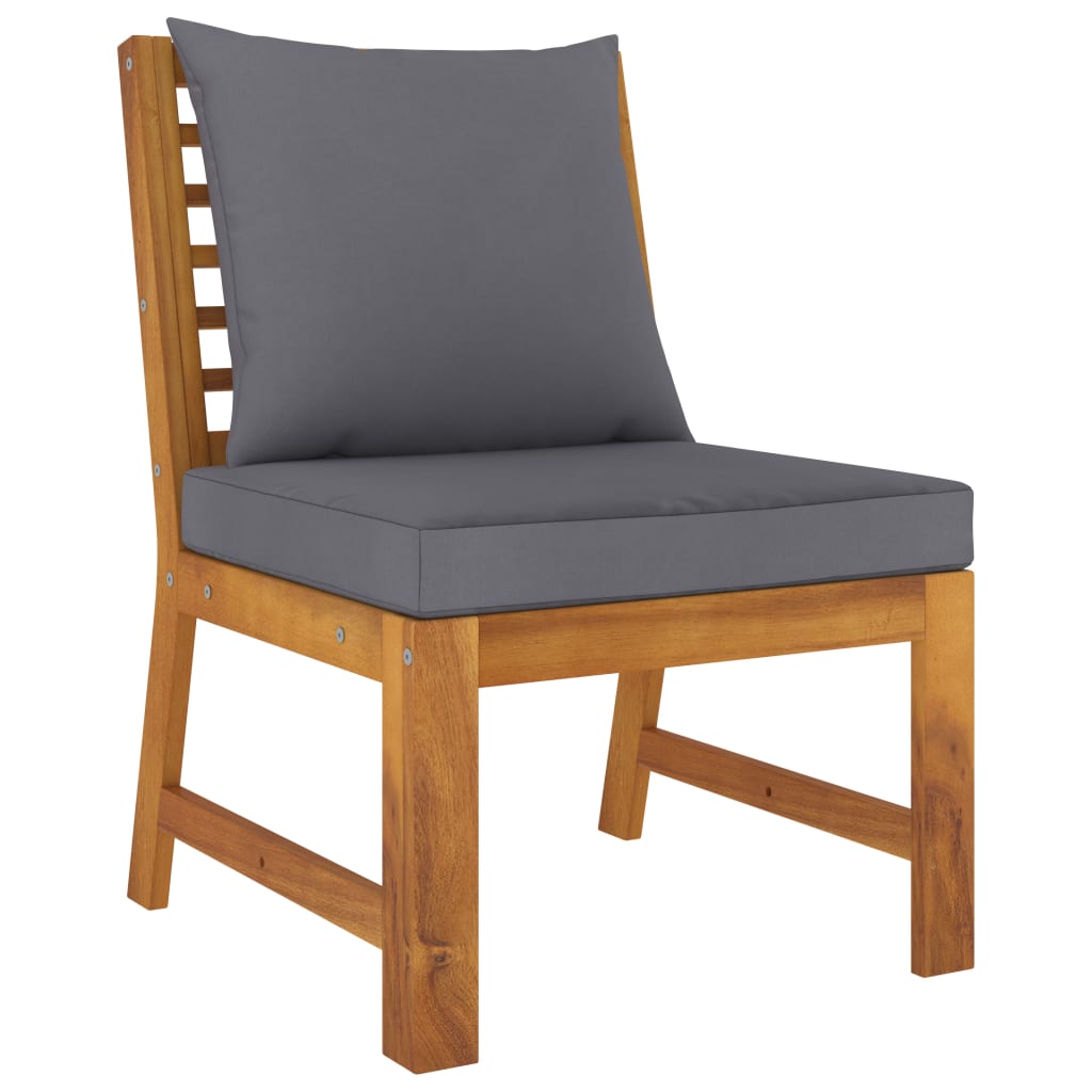 Garden Lounge Set Dark grey, Wood Solid Acacia wood, Polyester