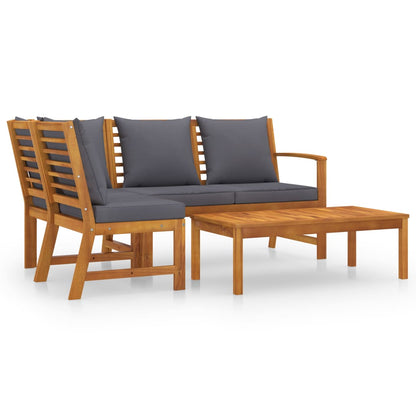 Bookshelf Board Dark grey cushions and natural wood Solid acacia wood
