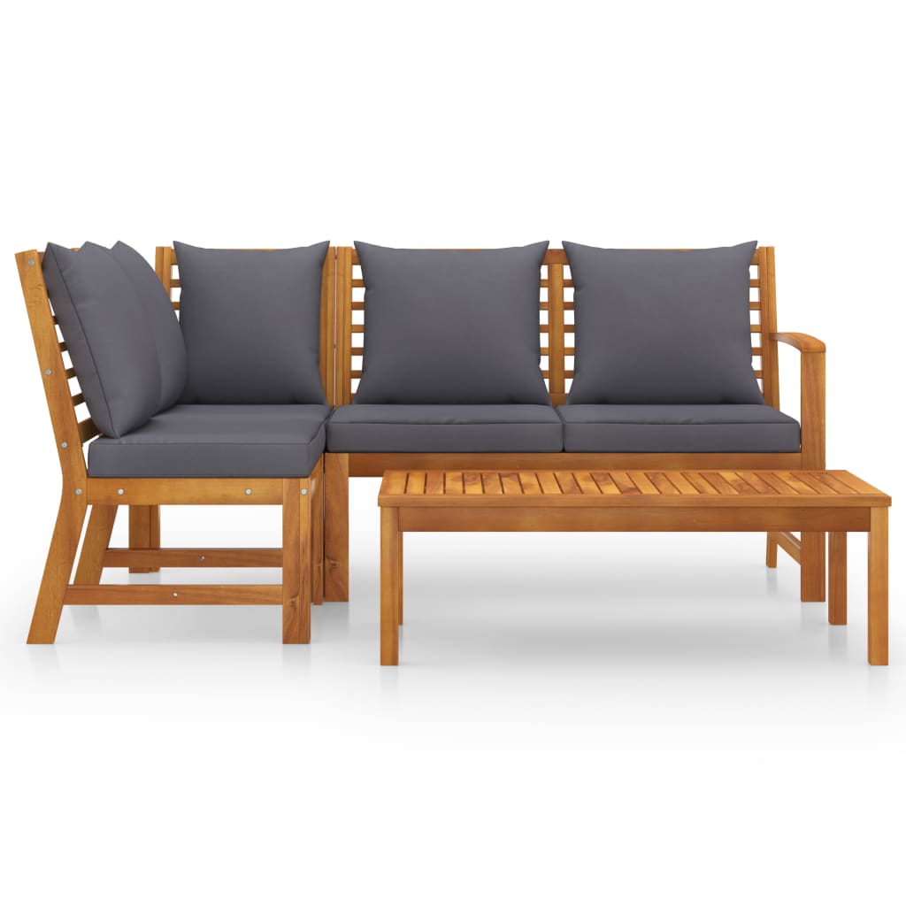 Bookshelf Board Dark grey cushions and natural wood Solid acacia wood