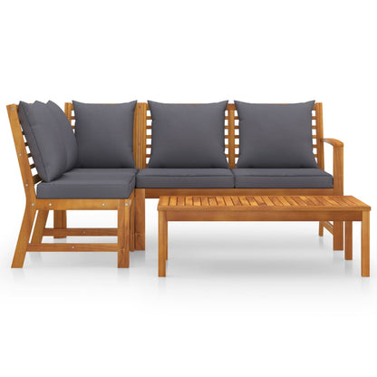 Bookshelf Board Dark grey cushions and natural wood Solid acacia wood
