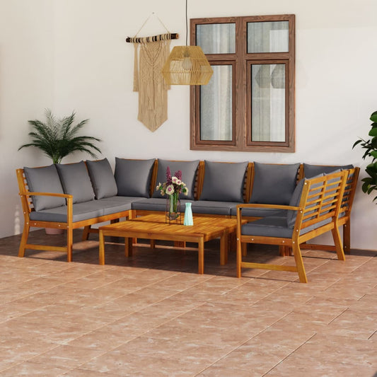 Garden Lounge Set Dark grey cushions