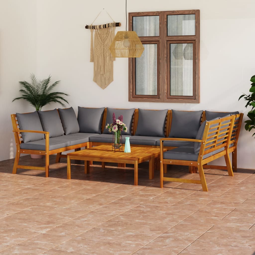 Garden Lounge Set Dark grey cushions