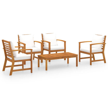 Garden Lounge Set Cream and Natural Wood