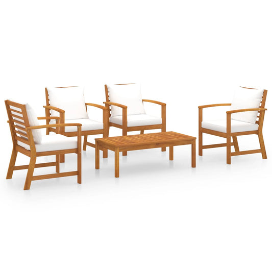 Garden Lounge Set Cream and Natural Wood