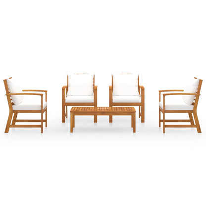 Garden Lounge Set Cream and Natural Wood