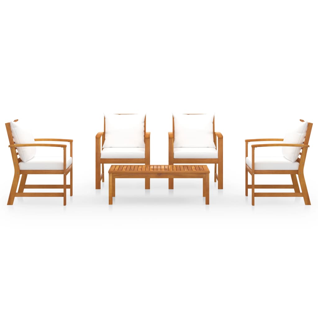 Garden Lounge Set Cream and Natural Wood