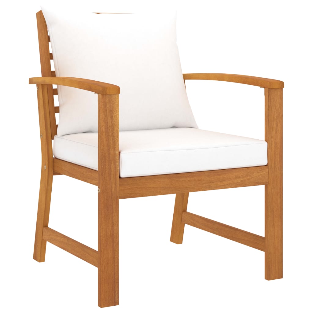 Garden Lounge Set Cream and Natural Wood