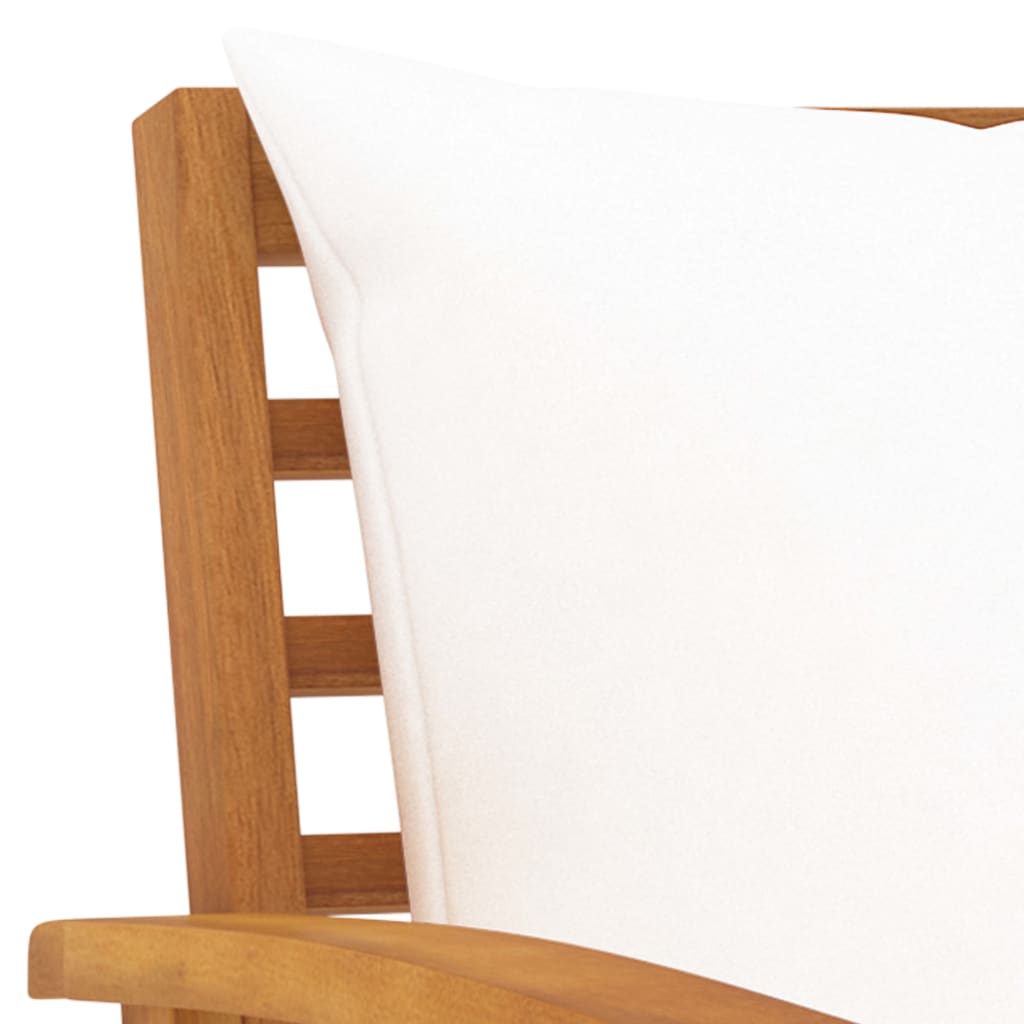 Garden Lounge Set Cream and Natural Wood