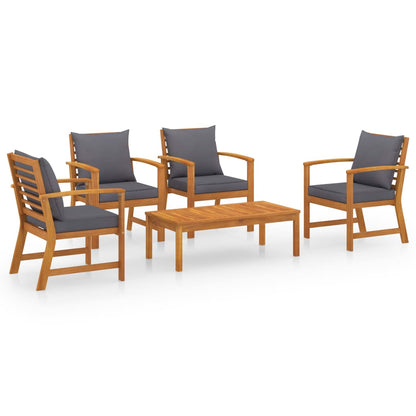 Garden Lounge Set Dark grey, Natural wood