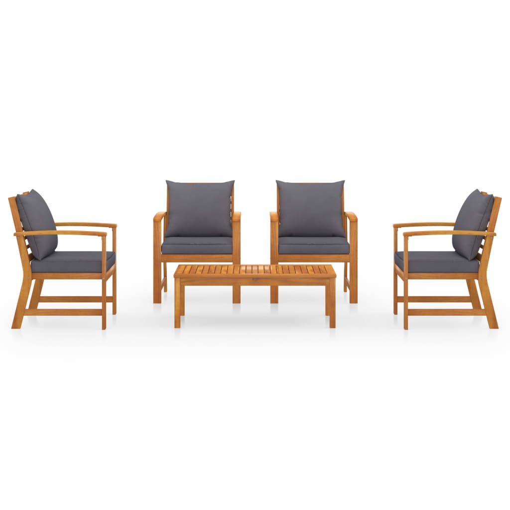 Garden Lounge Set Dark grey, Natural wood
