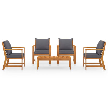 Garden Lounge Set Dark grey, Natural wood
