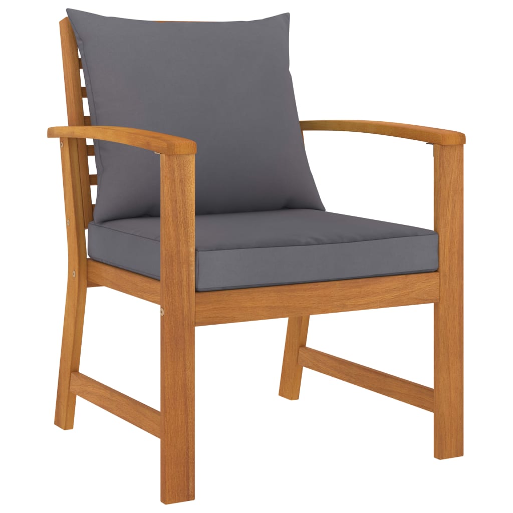Garden Lounge Set Dark grey, Natural wood