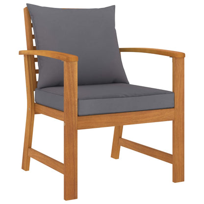 Garden Lounge Set Dark grey, Natural wood