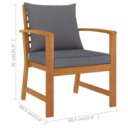 Garden Lounge Set Dark grey, Natural wood