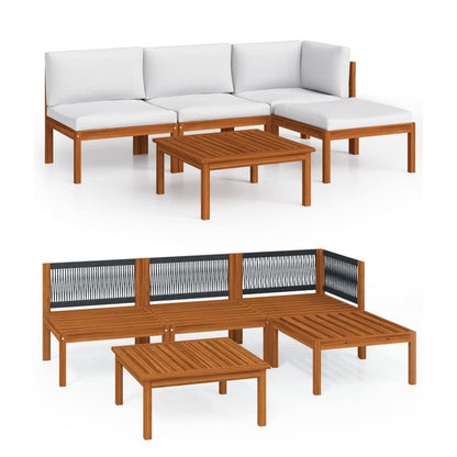 Garden Lounge Set Cream Solid Acacia Wood Medium Modular