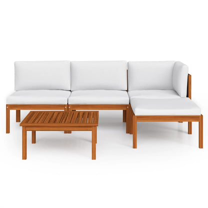 Garden Lounge Set Cream Solid Acacia Wood Medium Modular