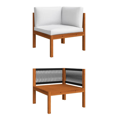 Garden Lounge Set Cream Solid Acacia Wood Medium Modular