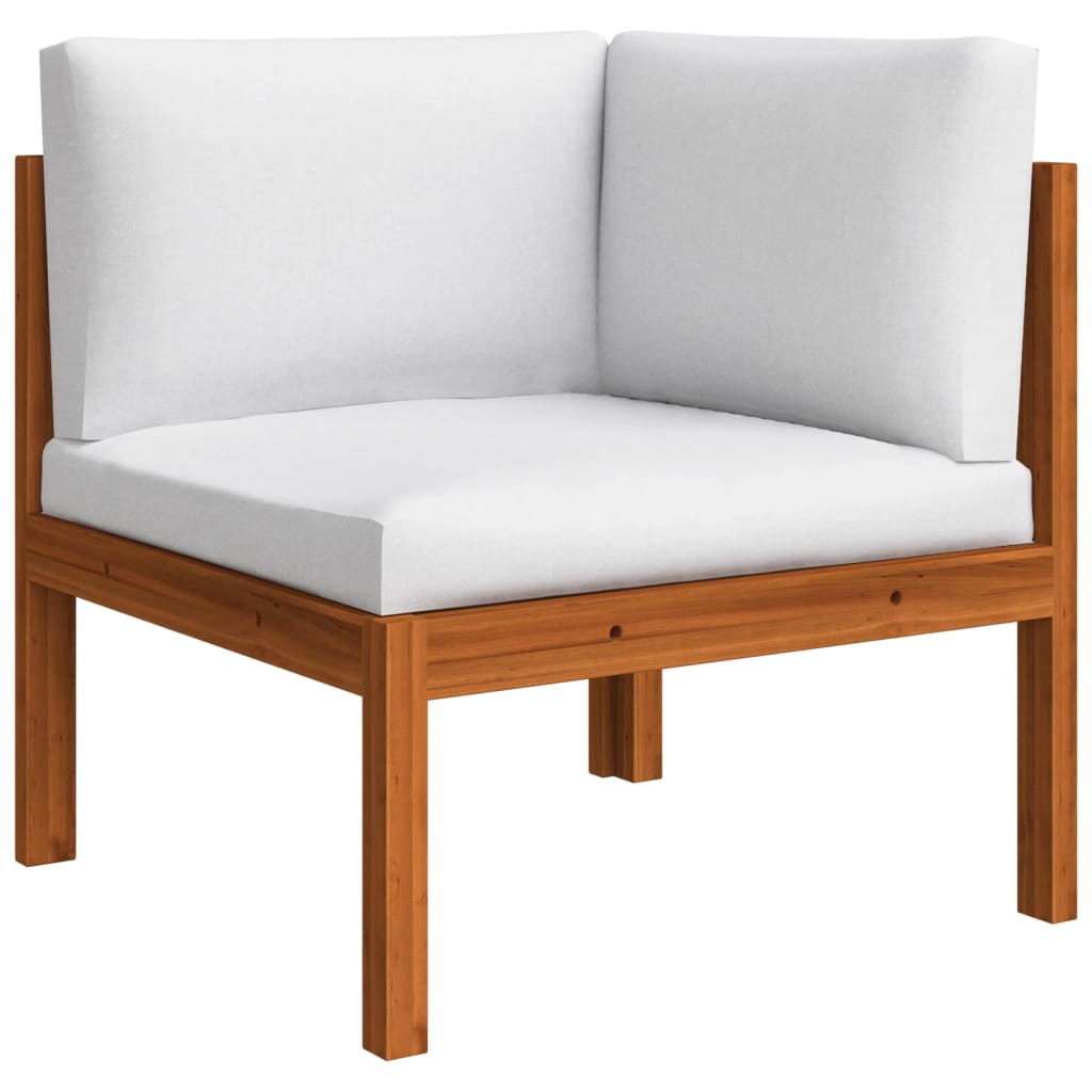 Garden Lounge Set Cream Solid Acacia Wood Medium Modular