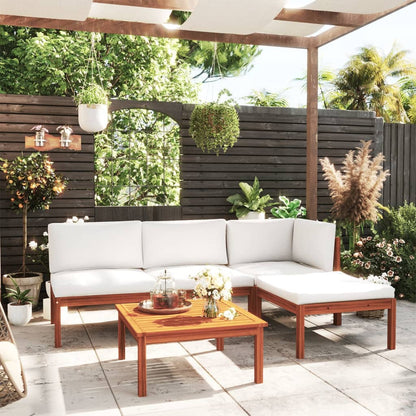 Garden Lounge Set Cream Solid Acacia Wood Medium Modular