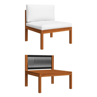 Garden Lounge Set Cream White Solid Acacia Wood 5 Piece Set