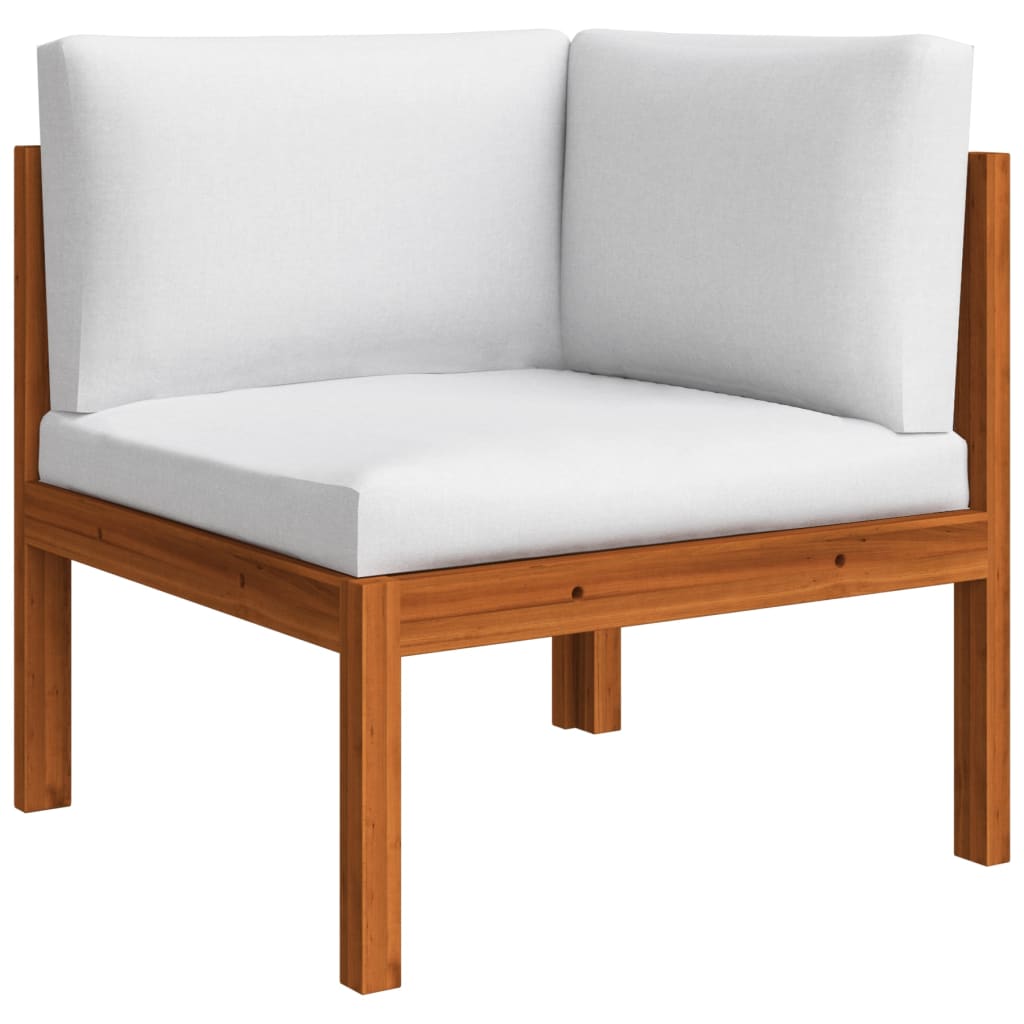 Garden Lounge Set Cream White Solid Acacia Wood 5 Piece Set