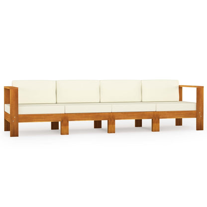Wooden Garden Sofa Cream White Solid Acacia wood, 100% polyester