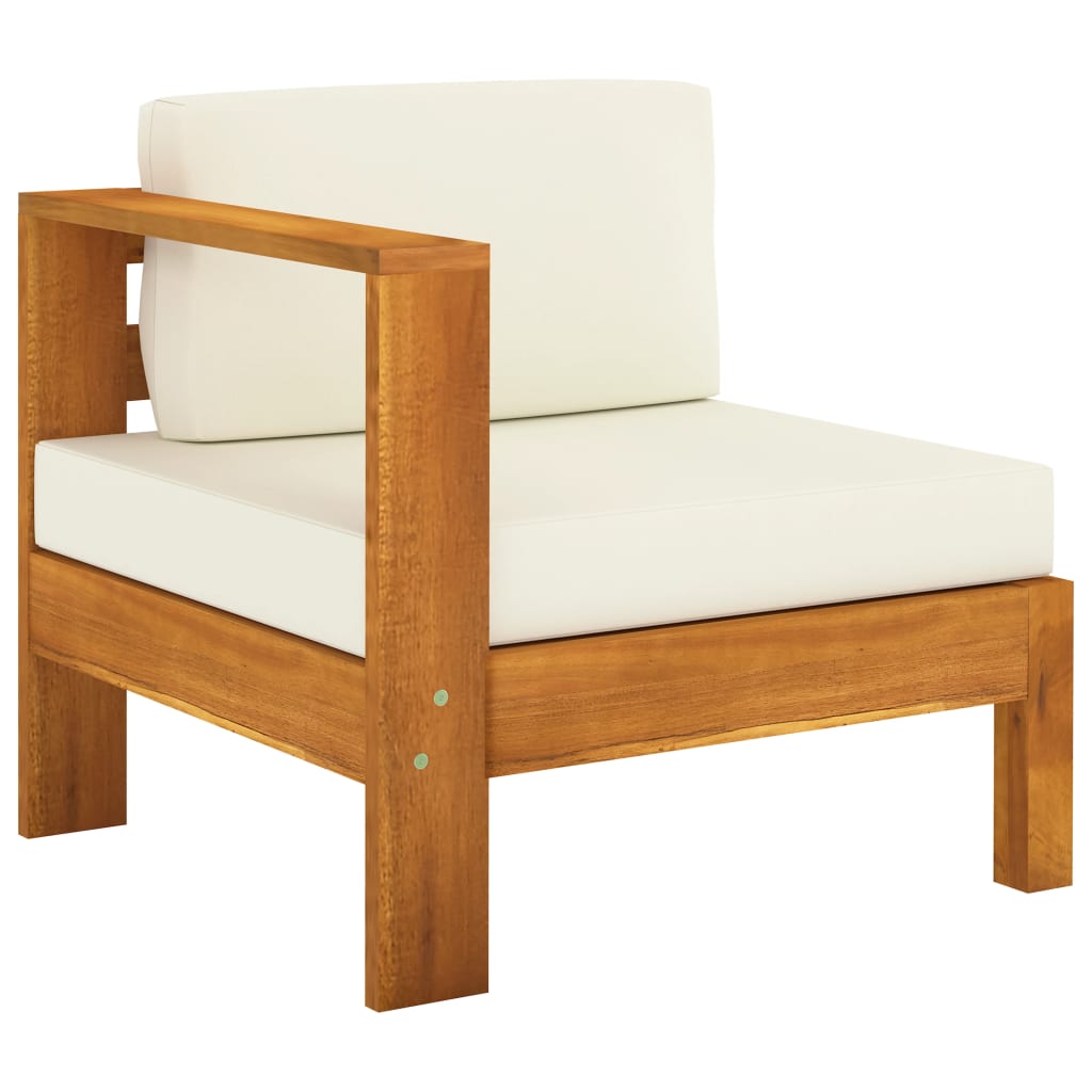 Wooden Garden Sofa Cream White Solid Acacia wood, 100% polyester