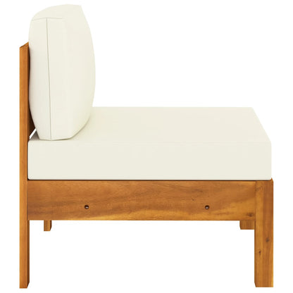 Wooden Garden Sofa Cream White Solid Acacia wood, 100% polyester