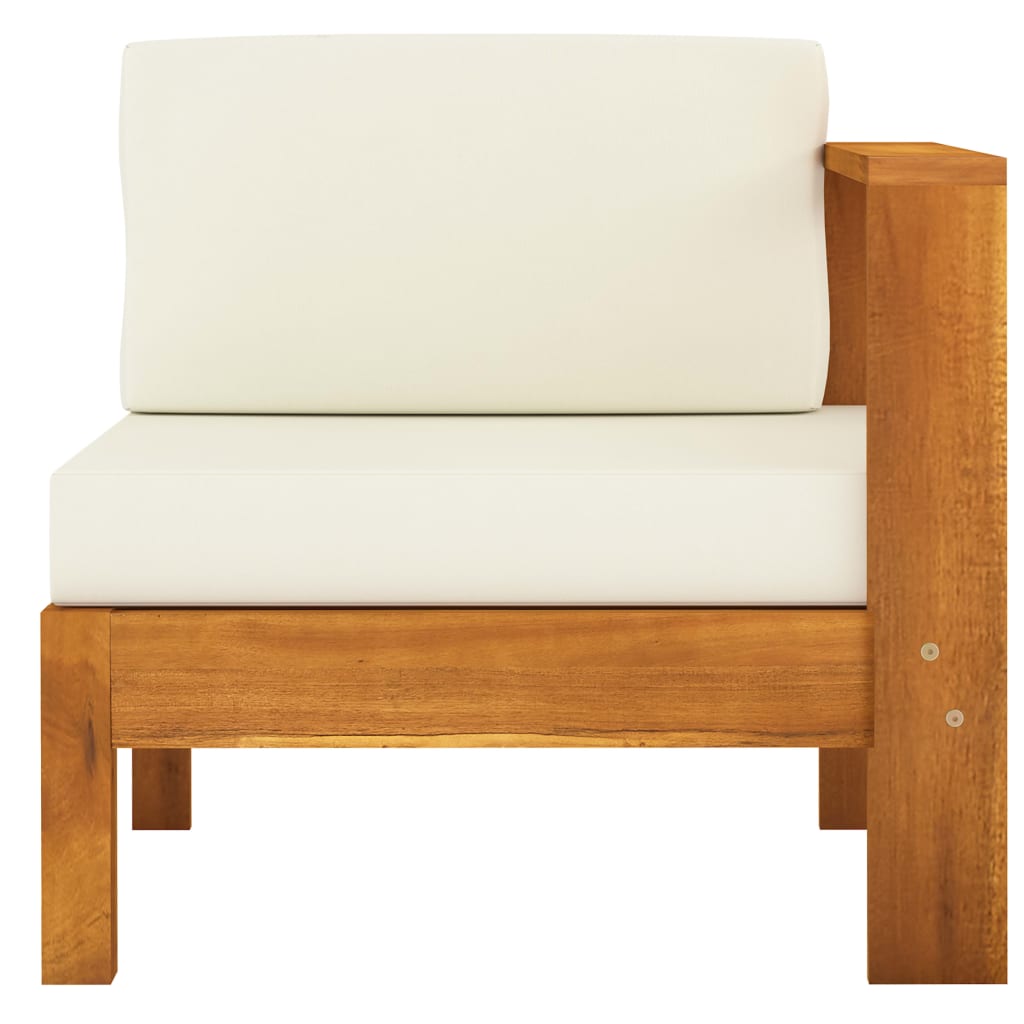 Wooden Garden Sofa Cream White Solid Acacia wood, 100% polyester