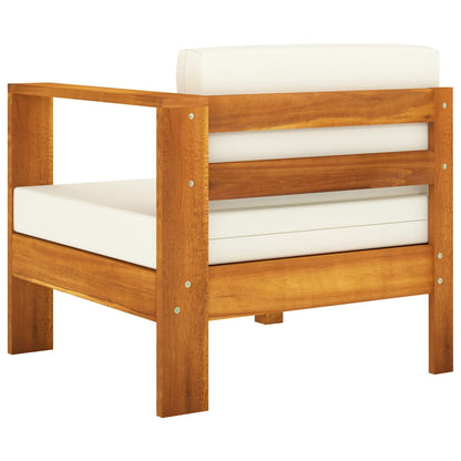 Wooden Garden Sofa Cream White Solid Acacia wood, 100% polyester
