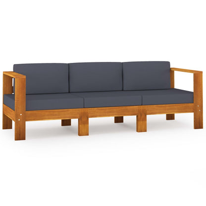 Wooden Garden Sofa Dark Grey Solid Acacia Wood, 100% Polyester Fabric