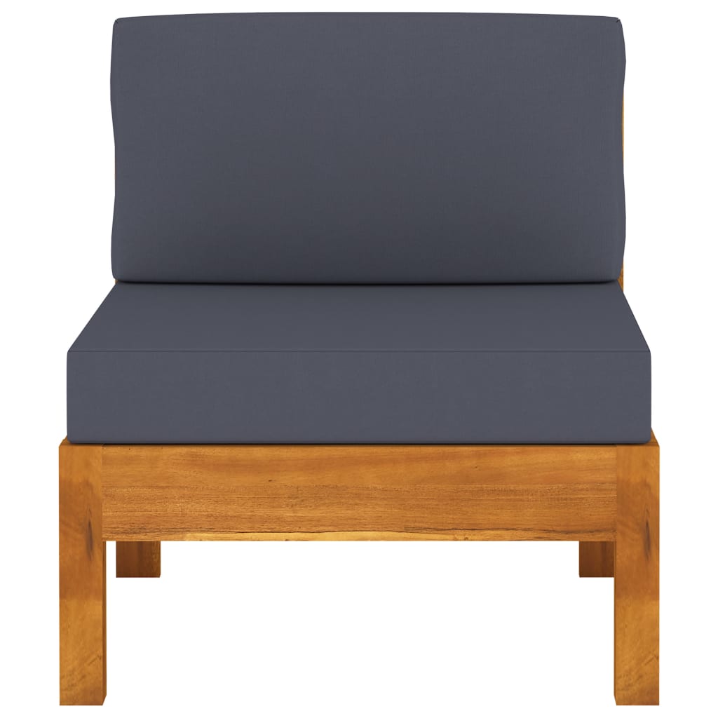 Wooden Garden Sofa Dark Grey Solid Acacia Wood, 100% Polyester Fabric