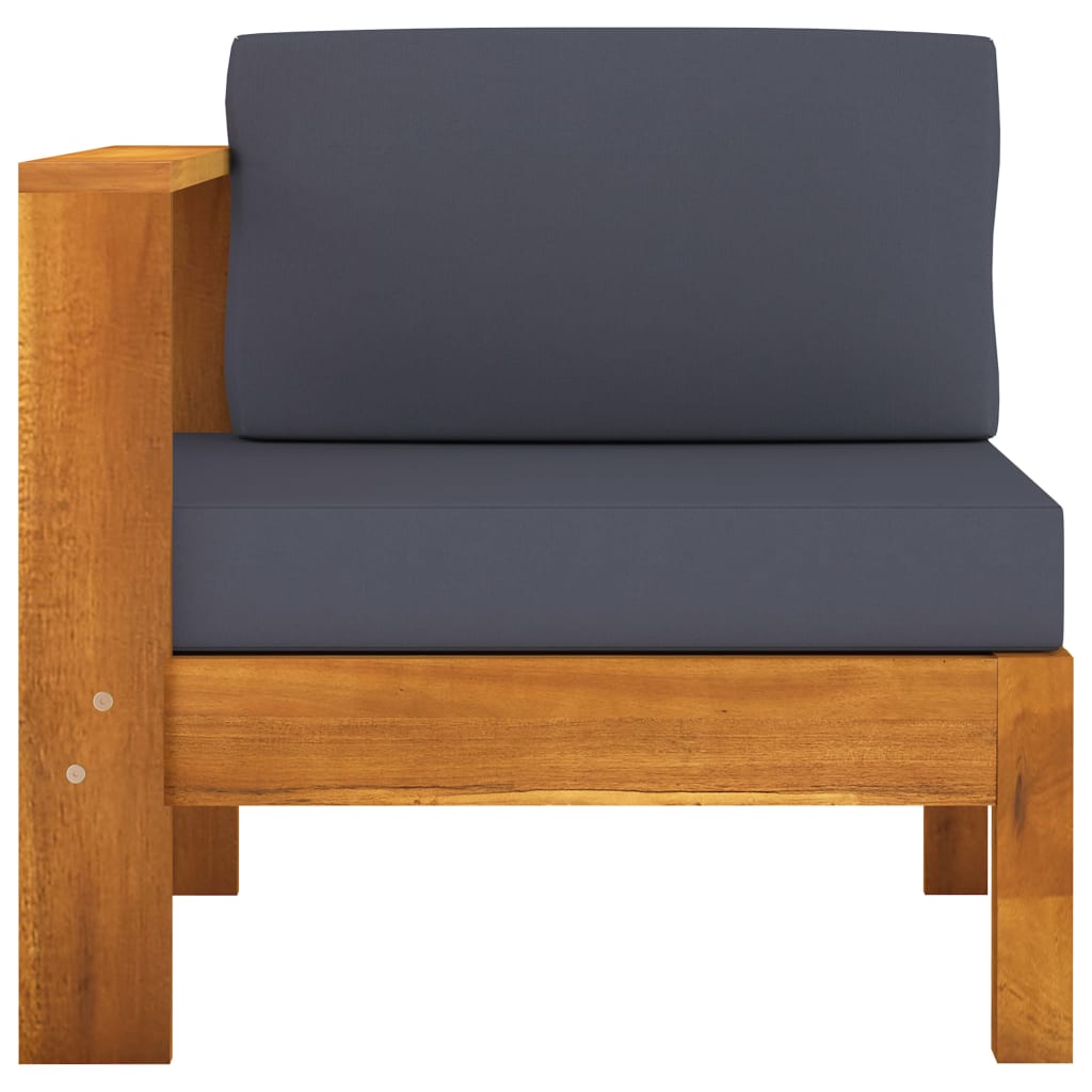 Wooden Garden Sofa Dark Grey Solid Acacia Wood, 100% Polyester Fabric