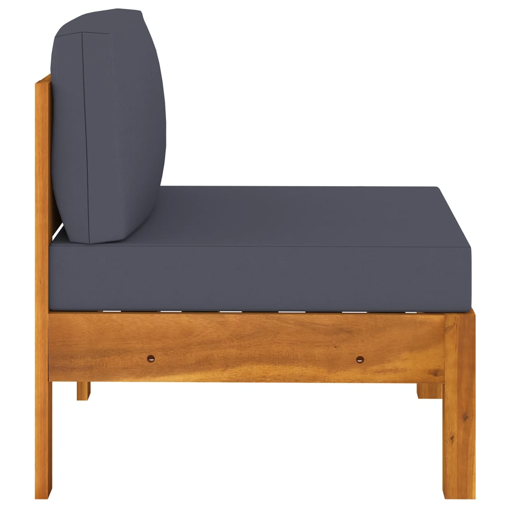 Wooden Garden Sofa Dark Grey Solid Acacia Wood, 100% Polyester Fabric