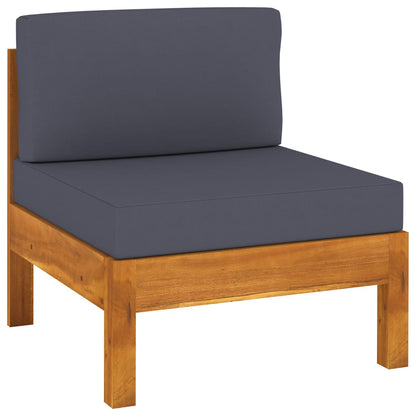 Wooden Garden Sofa Dark grey Solid acacia wood, 100% polyester