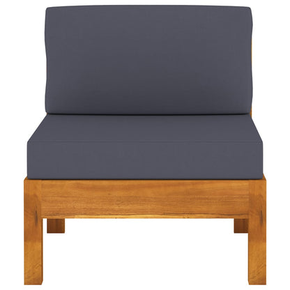 Wooden Garden Sofa Dark grey Solid acacia wood, 100% polyester