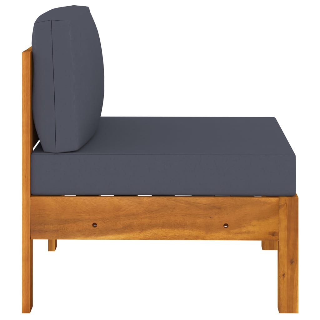 Wooden Garden Sofa Dark grey Solid acacia wood, 100% polyester