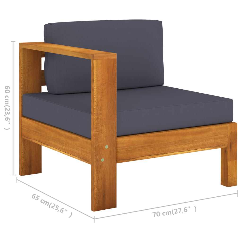 Wooden Garden Sofa Dark grey Solid acacia wood, 100% polyester