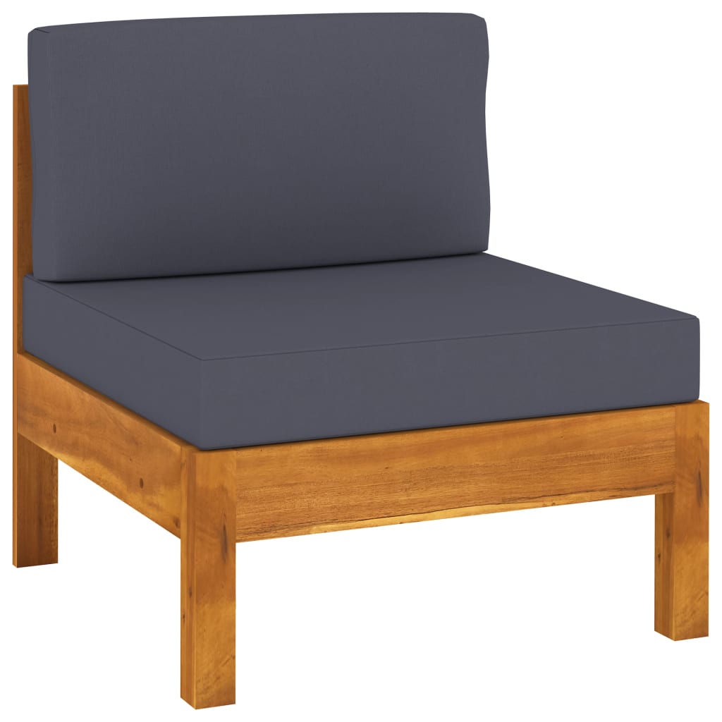 Wooden Lounge Set Dark grey, Natural acacia wood