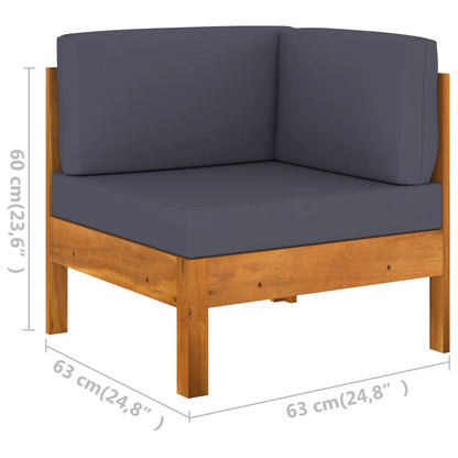 Wooden Lounge Set Dark grey, Natural acacia wood