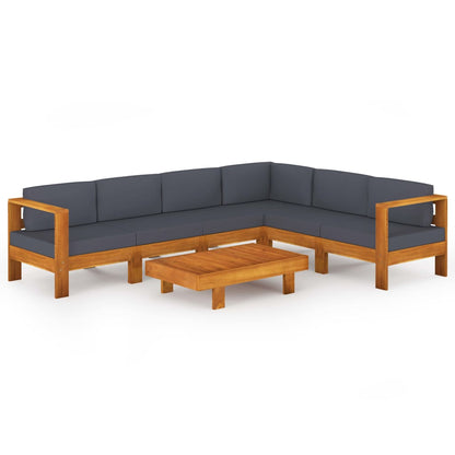 Wooden Lounge Set Dark grey and natural wood