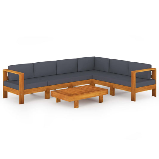 Wooden Lounge Set Dark grey and natural wood