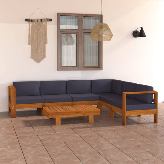 Wooden Lounge Set Dark grey and natural wood
