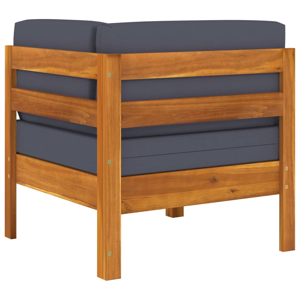 Wooden Lounge Set Dark Grey Solid Acacia Wood Large Durable